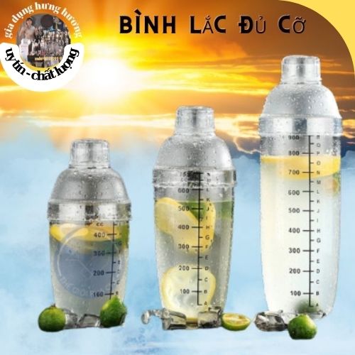 Bình Lắc vạch đen,Shaker pha chế nhựa chia vạch đen 500ml - 700ml - 1000ml