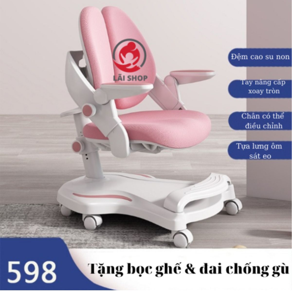 Ghế chống gù cao cấp fq10 BabuNou, ôm sát eo và nâng hạ chân giúp bé thoải mái, phù hợp với mọi loại bàn