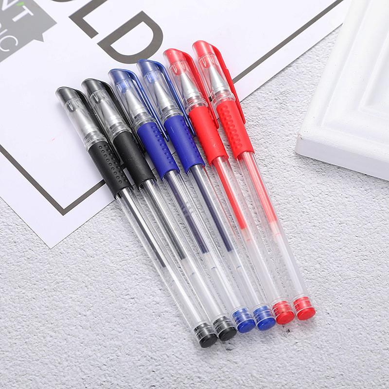Bút bi bút gel 0.5mm cao cấp mực đều - 2 ngòi bút nước xanh đen đỏ
