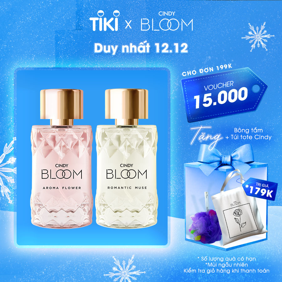 Combo Nước hoa cho nữ Cindy Bloom Aroma Flower ngọt ngào nữ tính + Romantic Muse quyến rũ lãng mạn 50ml/chai chính hãng