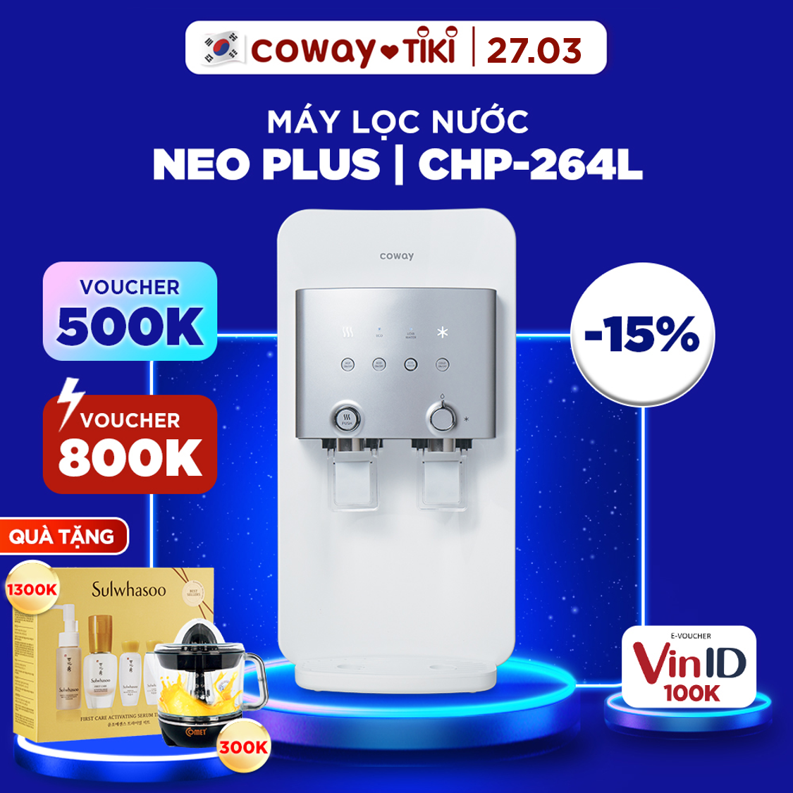 Máy lọc nước nóng lạnh Coway Neo Plus CHP-264L - Hàng chính hãng