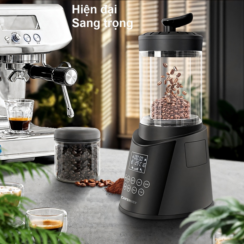 Máy rang hạt cà phê công nghệ gia nhiệt không khí chuyên nghiệp thương hiệu Cafemasy SCR-1306 - Công suất 1800W - Hàng chính hãng