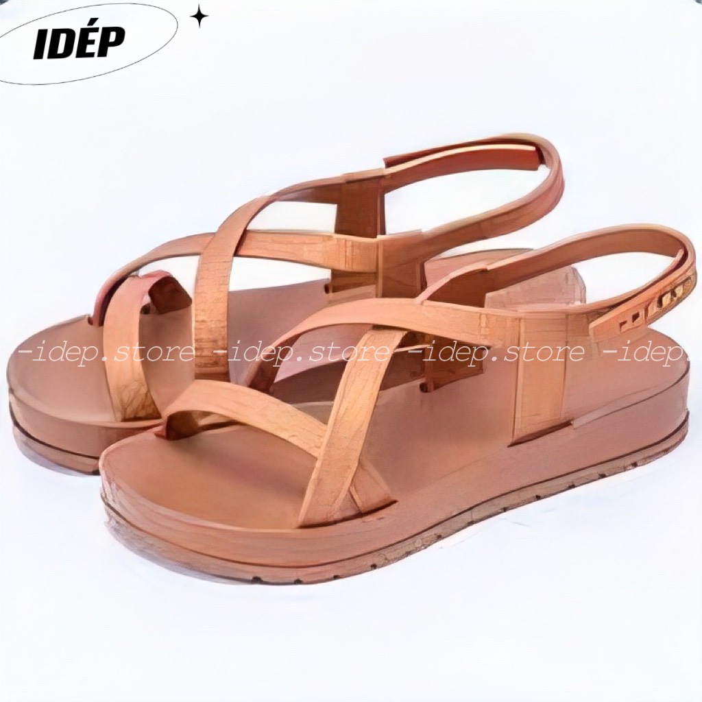 Giày sandal nữ quai ngang khuy cài đế cao su đi học đi biển đi mưa chống trơn siêu bền iDÉP- GL077