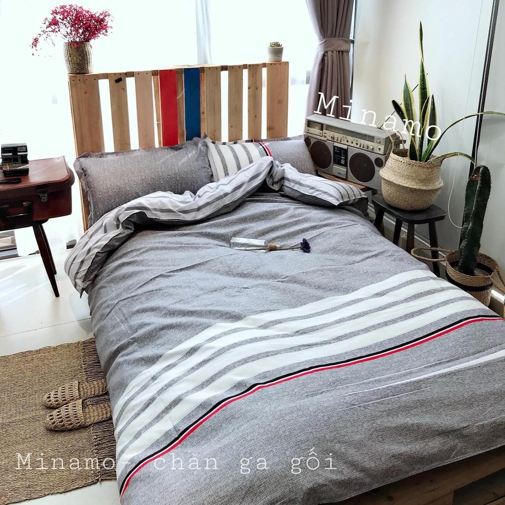 Bộ chăn ga gối Hàn Quốc xám ghi
