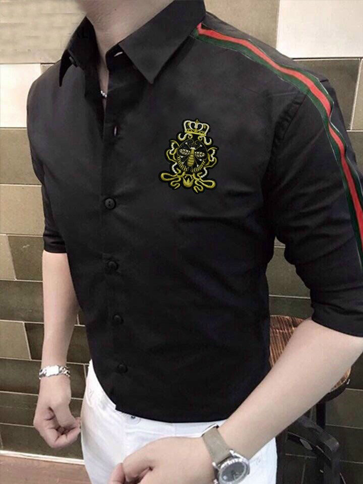 Áo sơ mi nam viền vai xanh đỏ