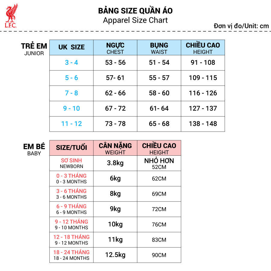 Áo thun tay ngắn thể thao trẻ em LFC Junior 1986 Home  -  Livepool FC - A13359