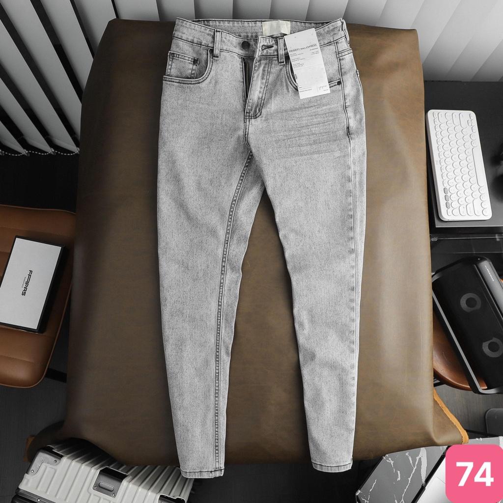 Quần jean nam không rách gối màu xám nhạt trơn chất bò cao cấp co dãn 4 chiều rin form dáng skinny Hado708 mẫu mới