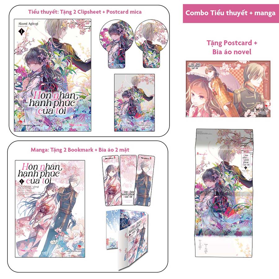 Hôn Nhân Hạnh Phúc Của Tôi (Combo Manga + Light-Novel) [02 Bookmark + 01 Bìa Áo 2 Mặt + 01 Card Nhựa Trong + 02 Clipsheet + 01 Postcard Ivory + 01 Bìa Áo Novel Bonus]