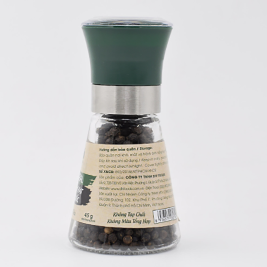 Tiêu Đen Hạt Phú Quốc - Nắp cối xay Ceramic Natural - 45g