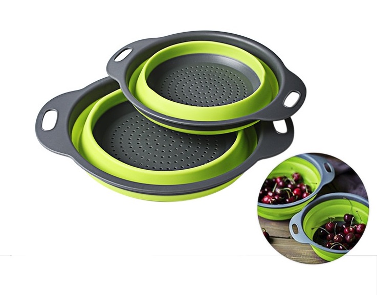 Combo 2 rổ đựng có thể gấp gọn (rổ lớn 29*24*9,3cm, rổ nhỏ 24,5*20*8,5cm) - màu giao ngẫu nhiên