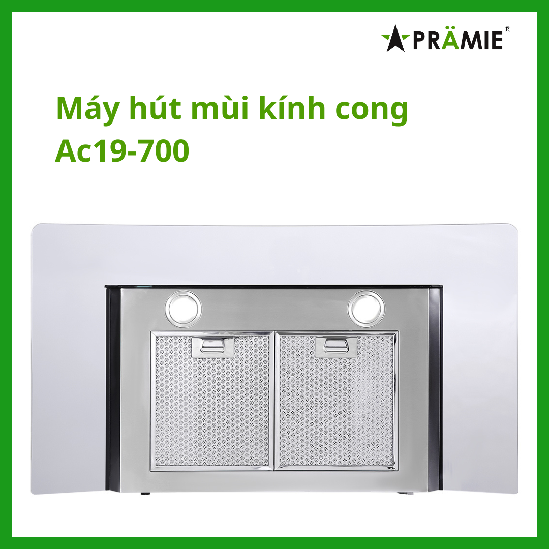 Máy hút mùi kính cong vẫy tay  Pramie AC17-900 _Vẫy tay_Hàng nhập khẩu Thái Lan