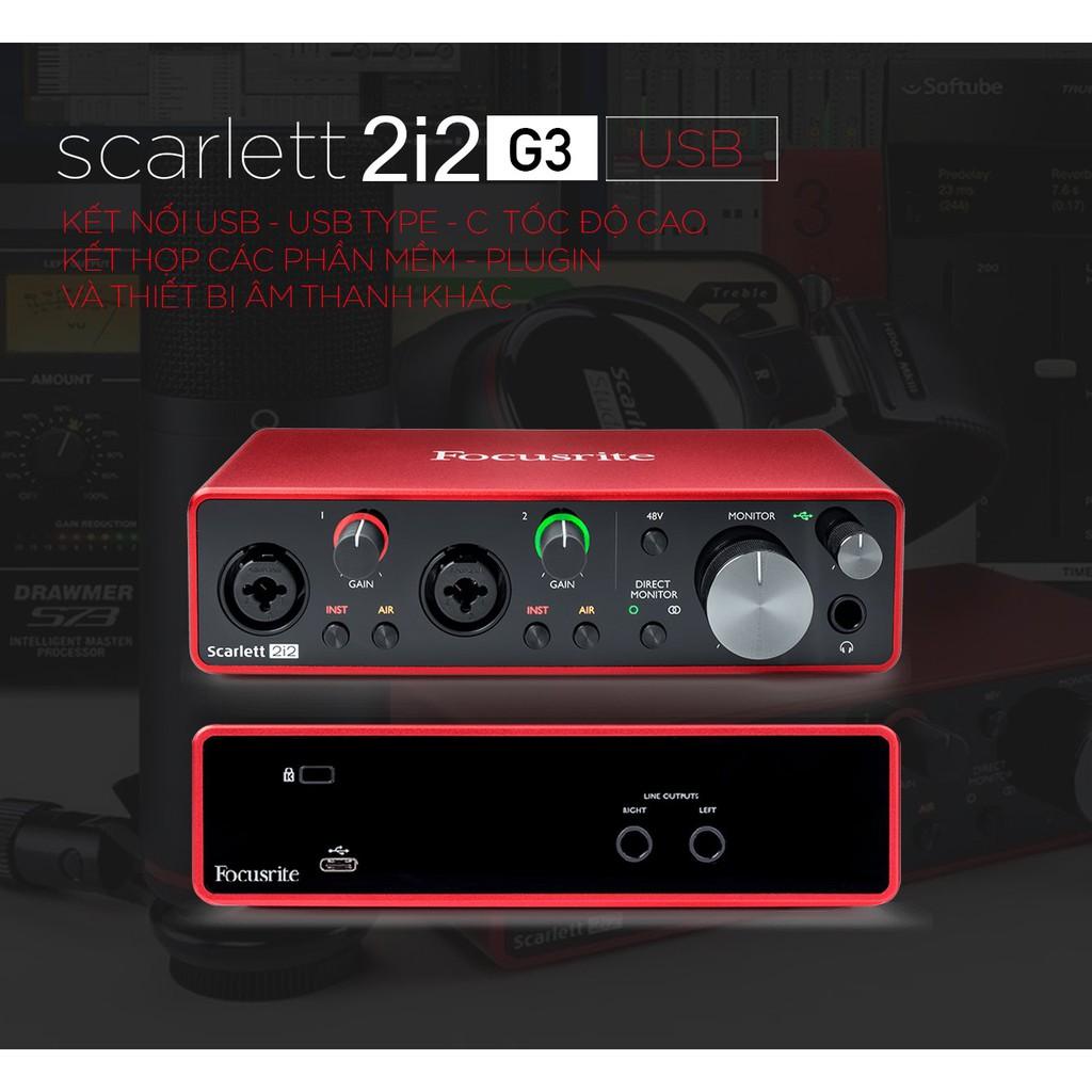 Sound card thu âm Focusrite Scarlett 2i2 (Gen3) - Soundcard cao cấp hỗ trợ livestream, thu âm chuyên nghiệp bảo hành 12t