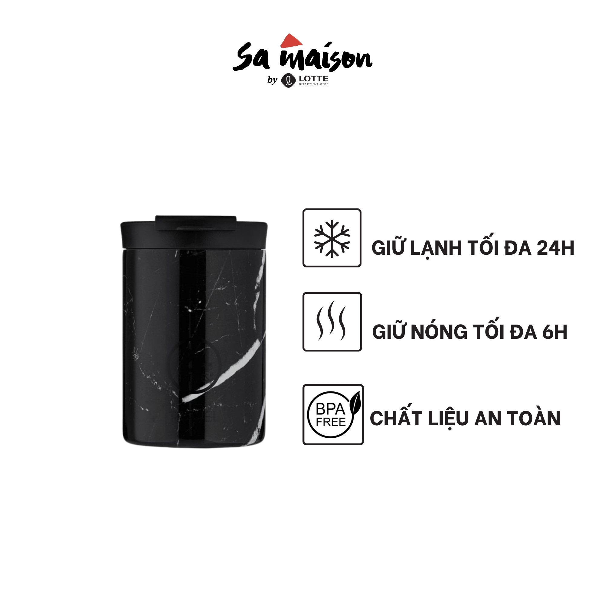 Cốc giữ nhiệt Travel Tumbler 24 Bottles Black Marble