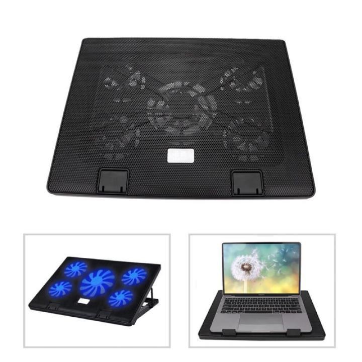 Đế tản nhiệt Cooler Pad S500 5 Fan siêu làm mát Laptop, đế nâng lên hạ xuống được