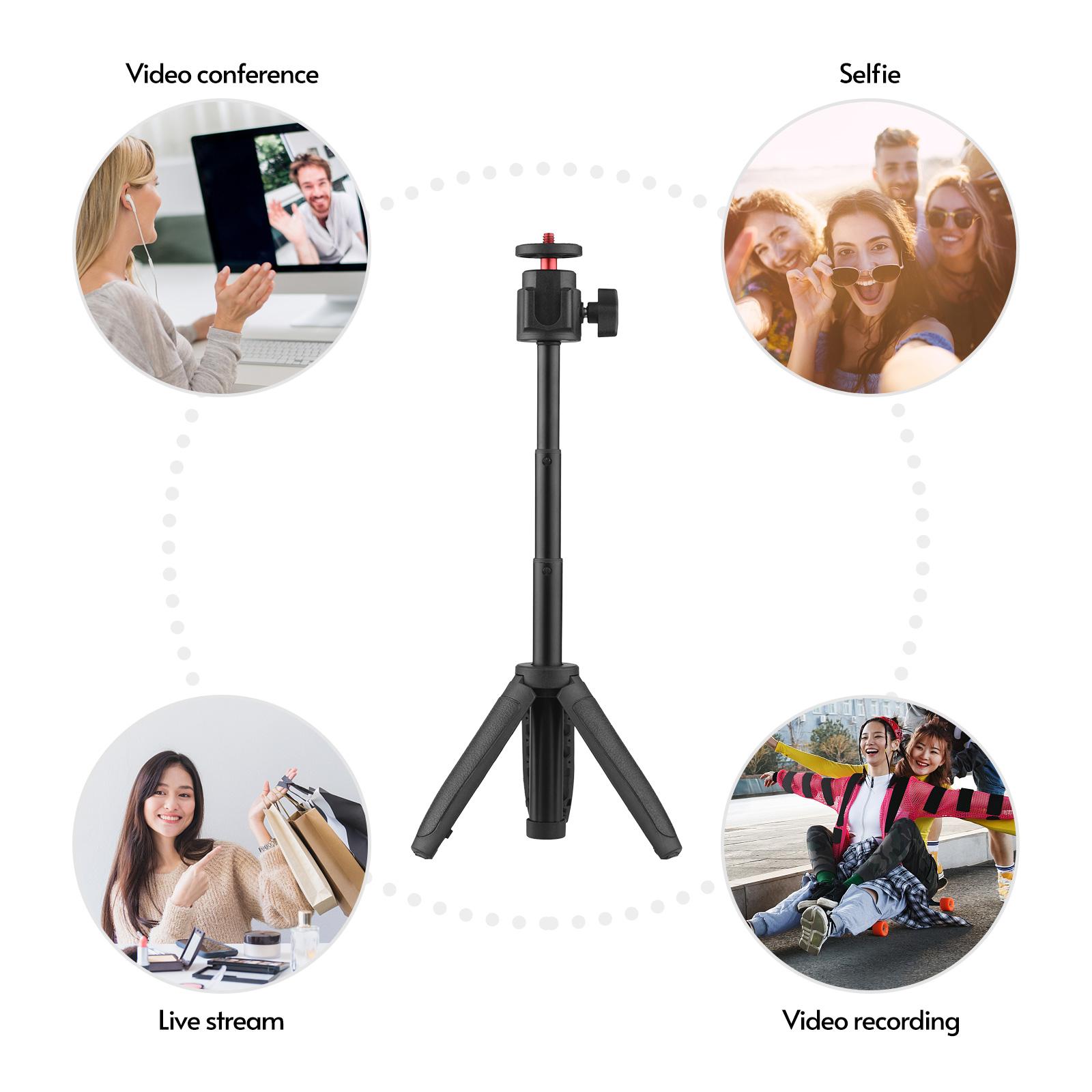 Lightweight Portable Tripod Extendable Tripod Stand Handle Grip with Adjustable Height for Phone Camera Selfie Video