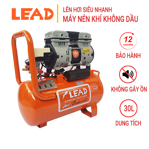 MÁY NÉN KHÍ KHÔNG DẦU LEAD 30L (Lên hơi siêu nhanh)