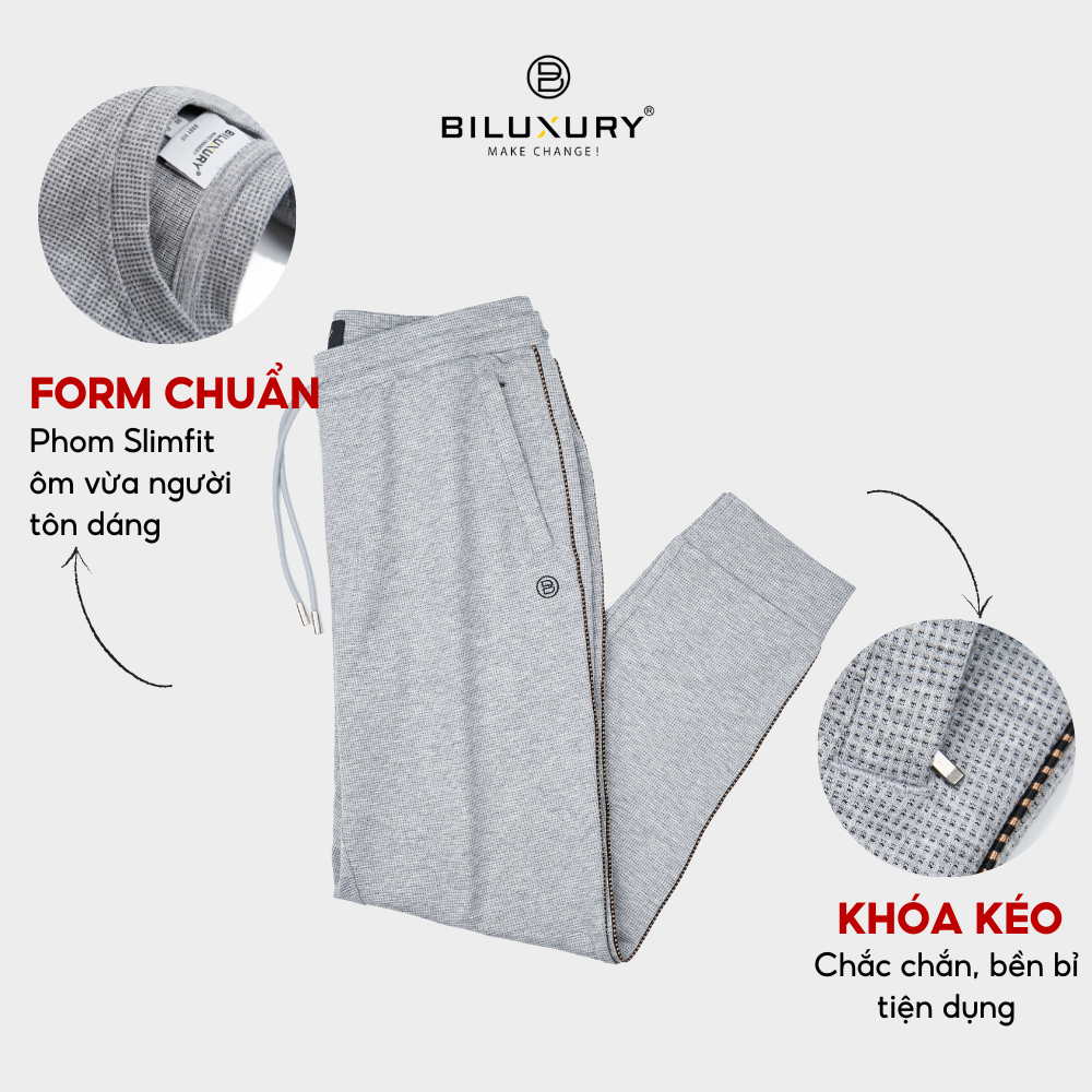 Bộ nỉ thể thao nam BILUXURY vải gỗ viscose cao cấp bền màu phom slimfit với độ ôm vừa tôn dáng