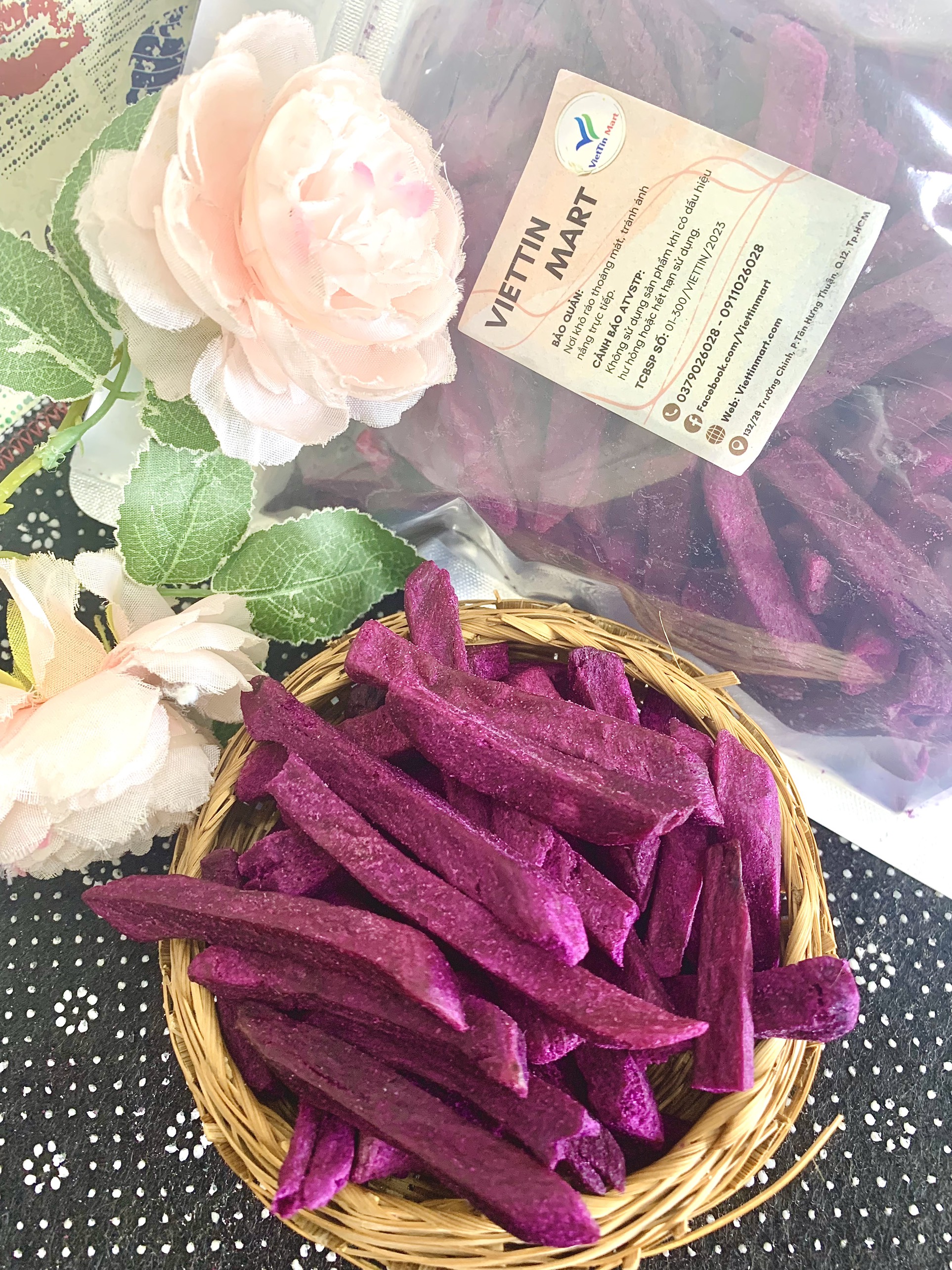 Khoai Lang Tím Que Sấy Giòn Không Đường VietTin Mart 500g