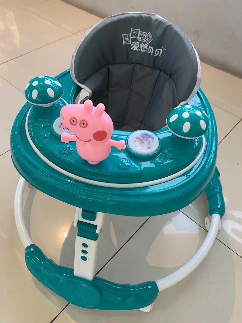 Xe tròn tập đi cho bé baby walk - xe dụng cụ tập đi có cán đẩy điều chỉnh cao thấp có nhạc,đèn