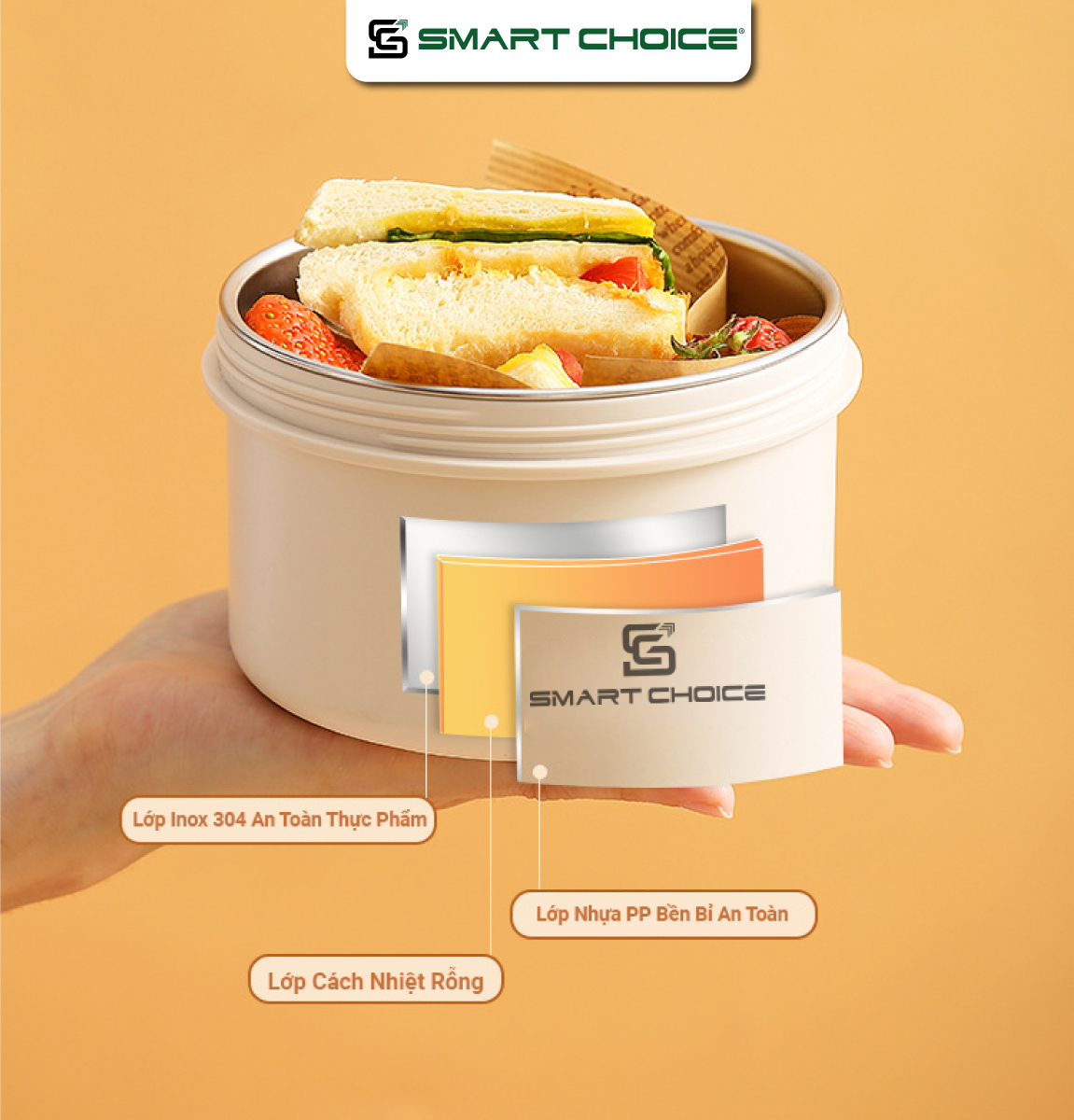 Hộp Đựng Cơm Văn Phòng SMARTCHOICE Phong Cách Tối Giản Kèm Túi Đựng Lunch Time