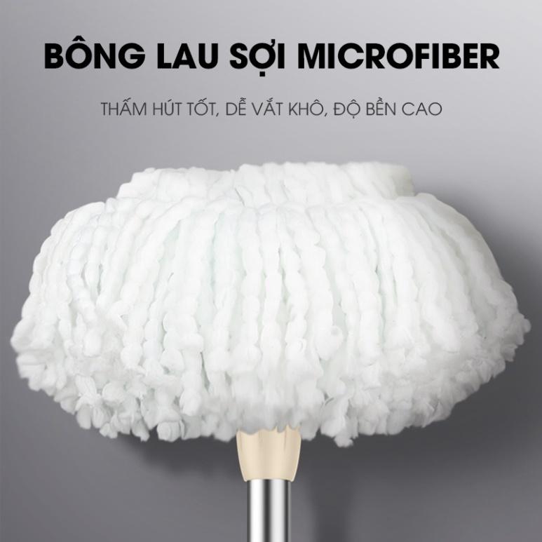 Bộ chổi lau nhà thời thượng xoay 360 độ SAMONO SCM003 Lau sạch mặt sàn nhà - 2 ngăn chứa nước - Hàng chính hãng