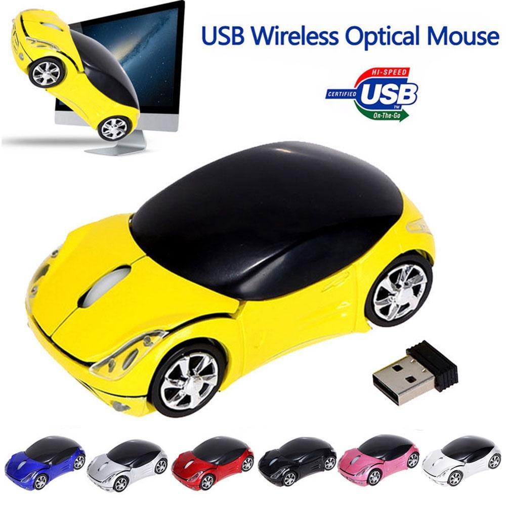 Chuột quang không dây 2.4ghz hình ô tô 3D có đèn LED nhiều màu