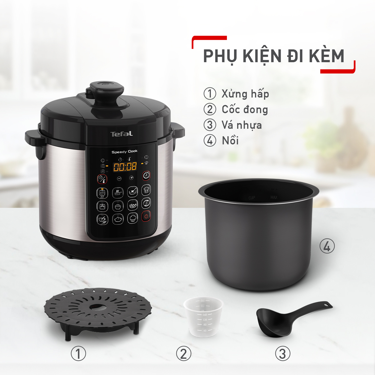 Nồi áp suất điện đa năng Tefal Speedy Cook 5L CY222D68 - Hàng chính hãng