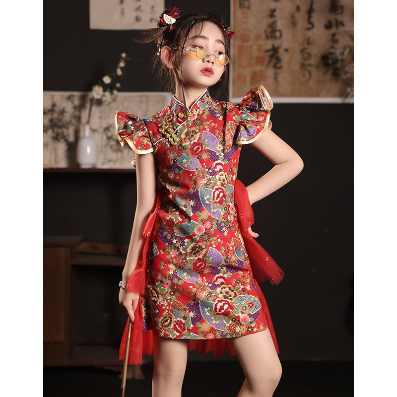 Đầm váy công chúa cổ trang hanfu sườn xám cho bé gái diện lễ tết năm mới đẹp size 100-160 hàng Quảng Châu