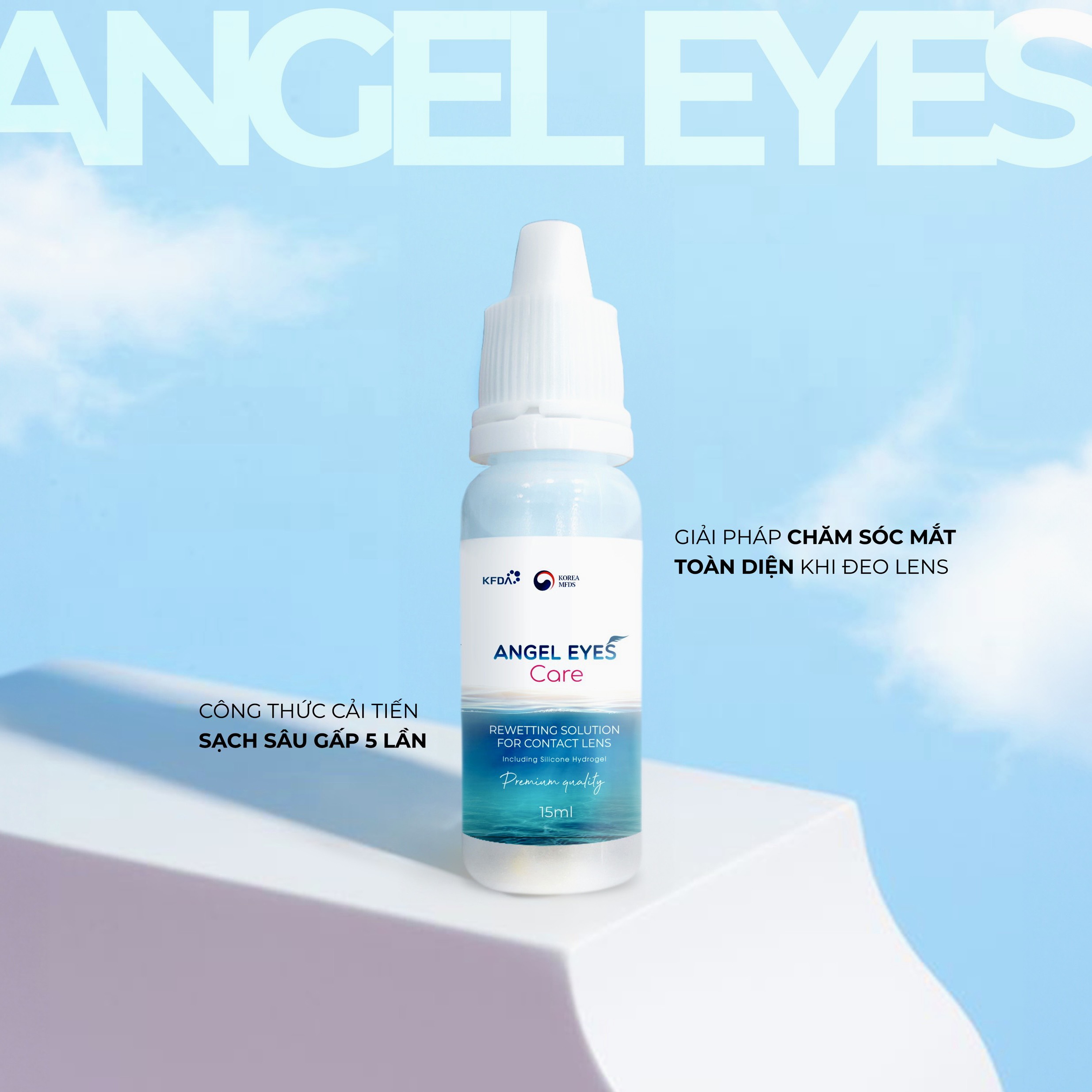 Nước nhỏ mắt lens Angel Eyes Care 15ml cao cấp cho mắt nhạy cảm