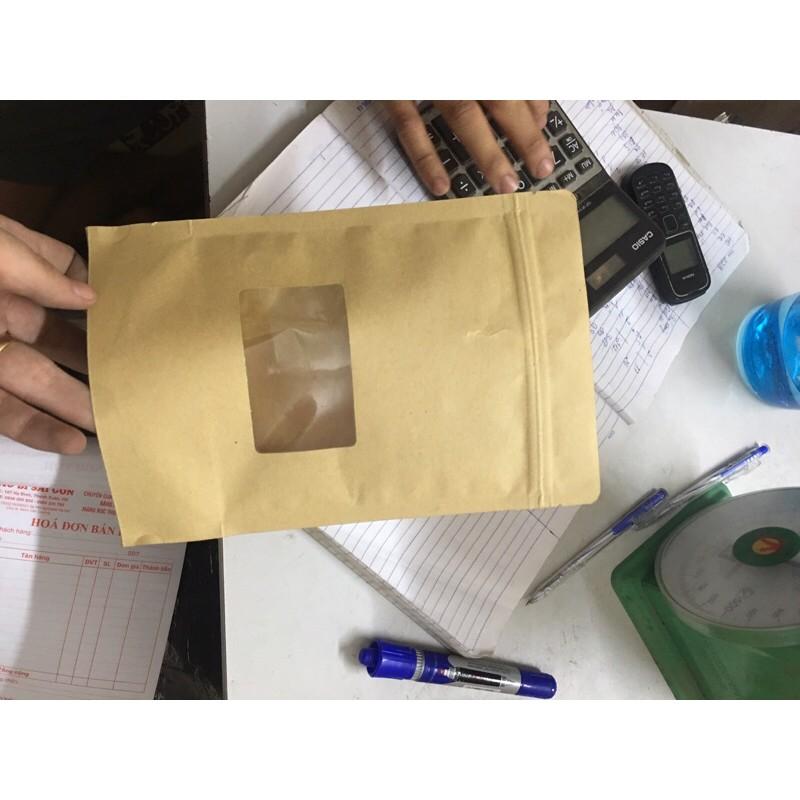1kg zip giấy có cửa sổ/ Túi zip giấy kraft có cửa sổ đựng hoa quả sấy, hạt khô