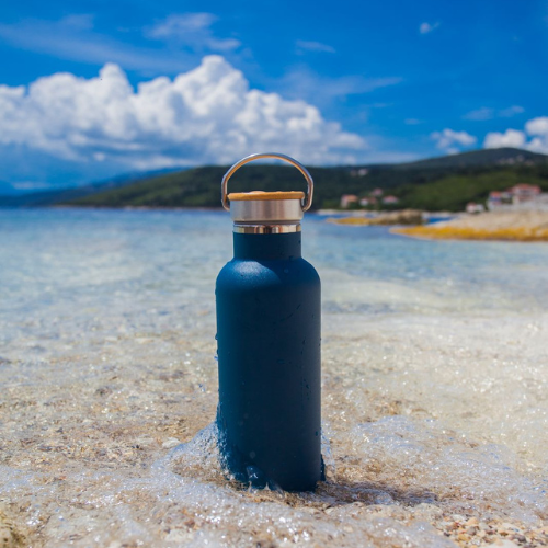 Bình giữ nhiệt Elemental 750ml màu xanh navy, giữ nhiệt vượt trội, inox 304, FDA Hoa Kỳ, nắp gỗ cao cấp