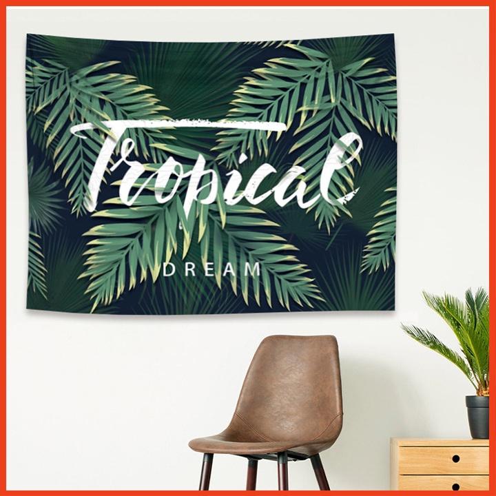 Tranh trang trí - Thảm vải trang trí tường chữ Tropical phong cách thời trang có Tặng kèm đèn nháy và móc treo tiện lợi