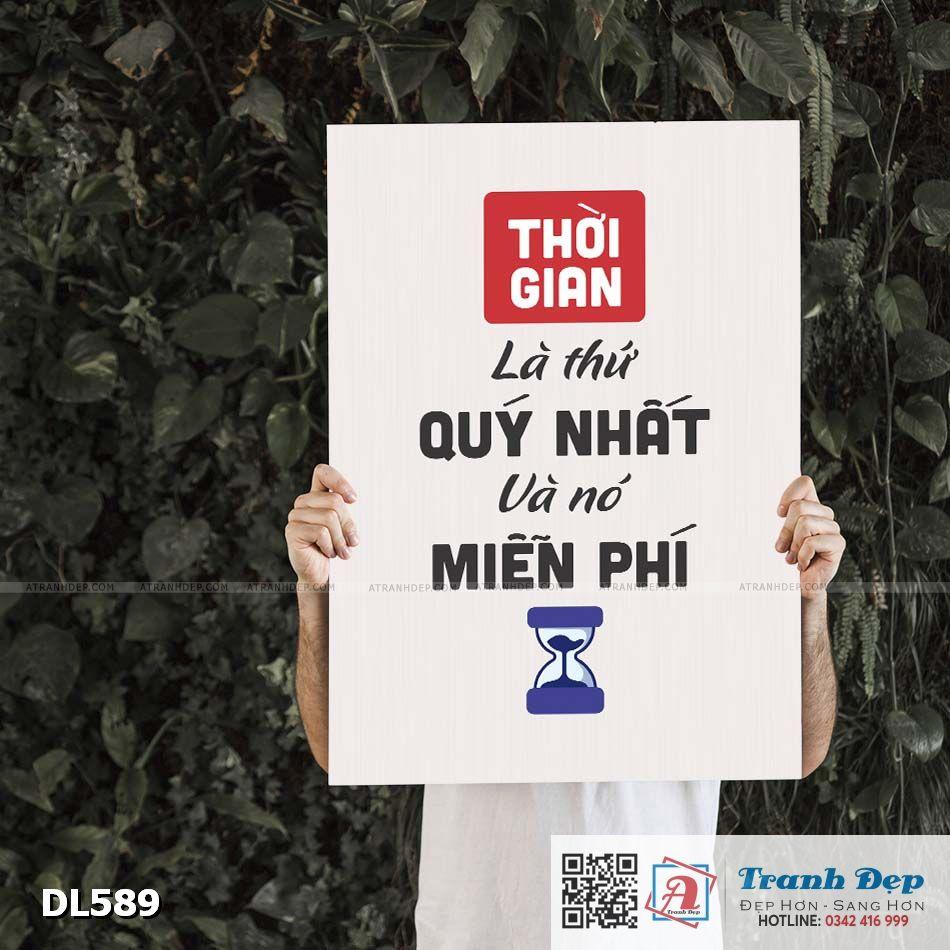 Tranh động lực trang trí phòng làm việc - Thời gian là thứ quý nhất và nó miễn phí - DL589