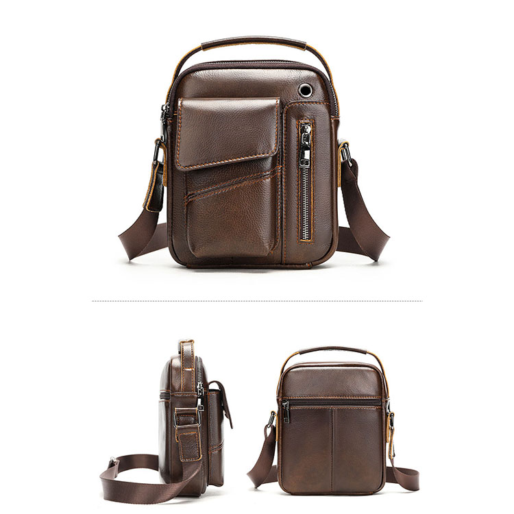 Túi đeo chéo nam dáng hộp BHM7512 Túi xách da bò thật, túi đeo vai nam