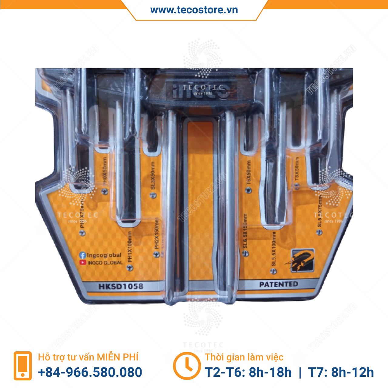 Bộ 10 tua vít đa năng INGCO HKSD1058