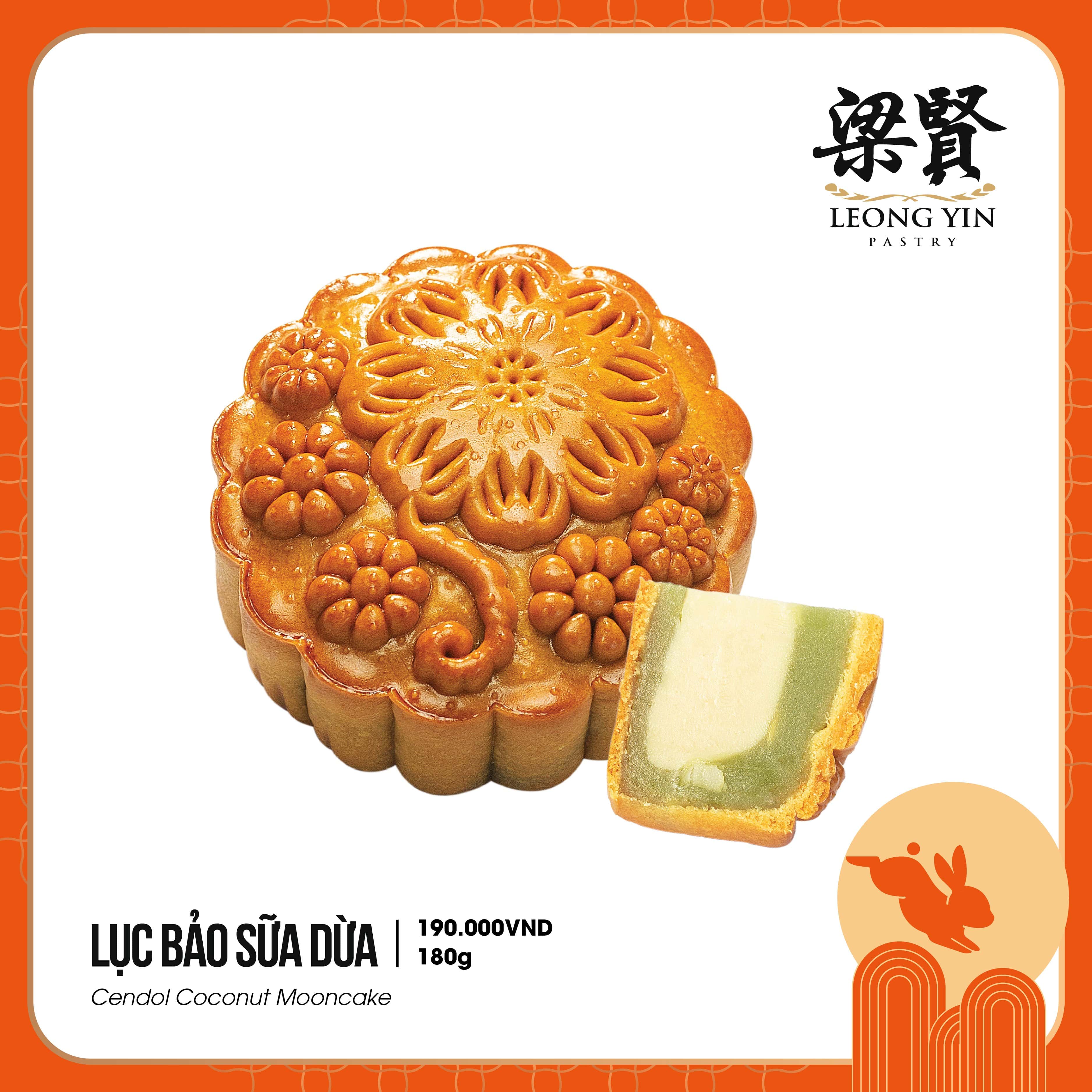 Bánh Trung Thu Leong Yin Cendol Coconut Moon Cake - Lục Bảo Sữa Dừa 180g