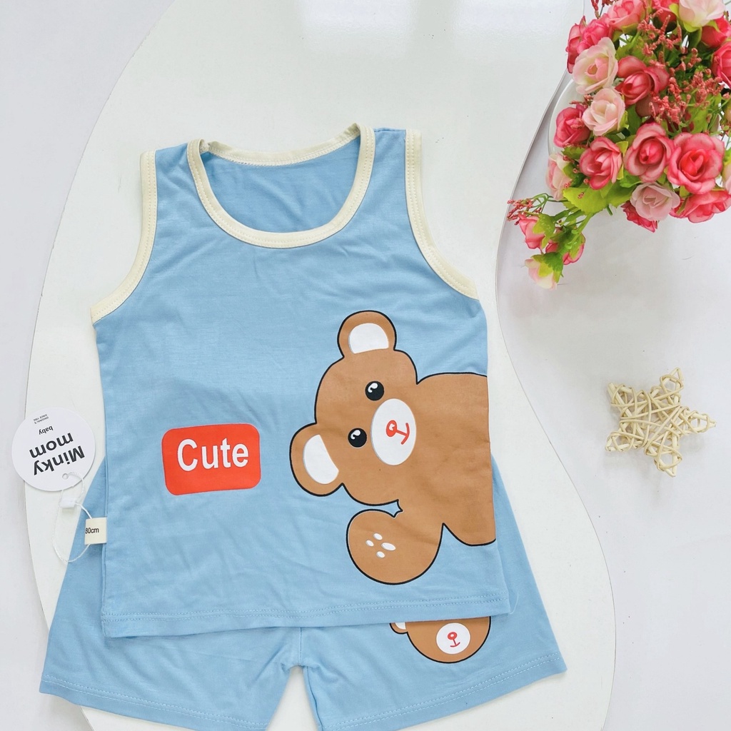 (5-19kg)Quần áo ba lỗ cho bé trai, bé gái Minky mom thun lạnh 4 chiều