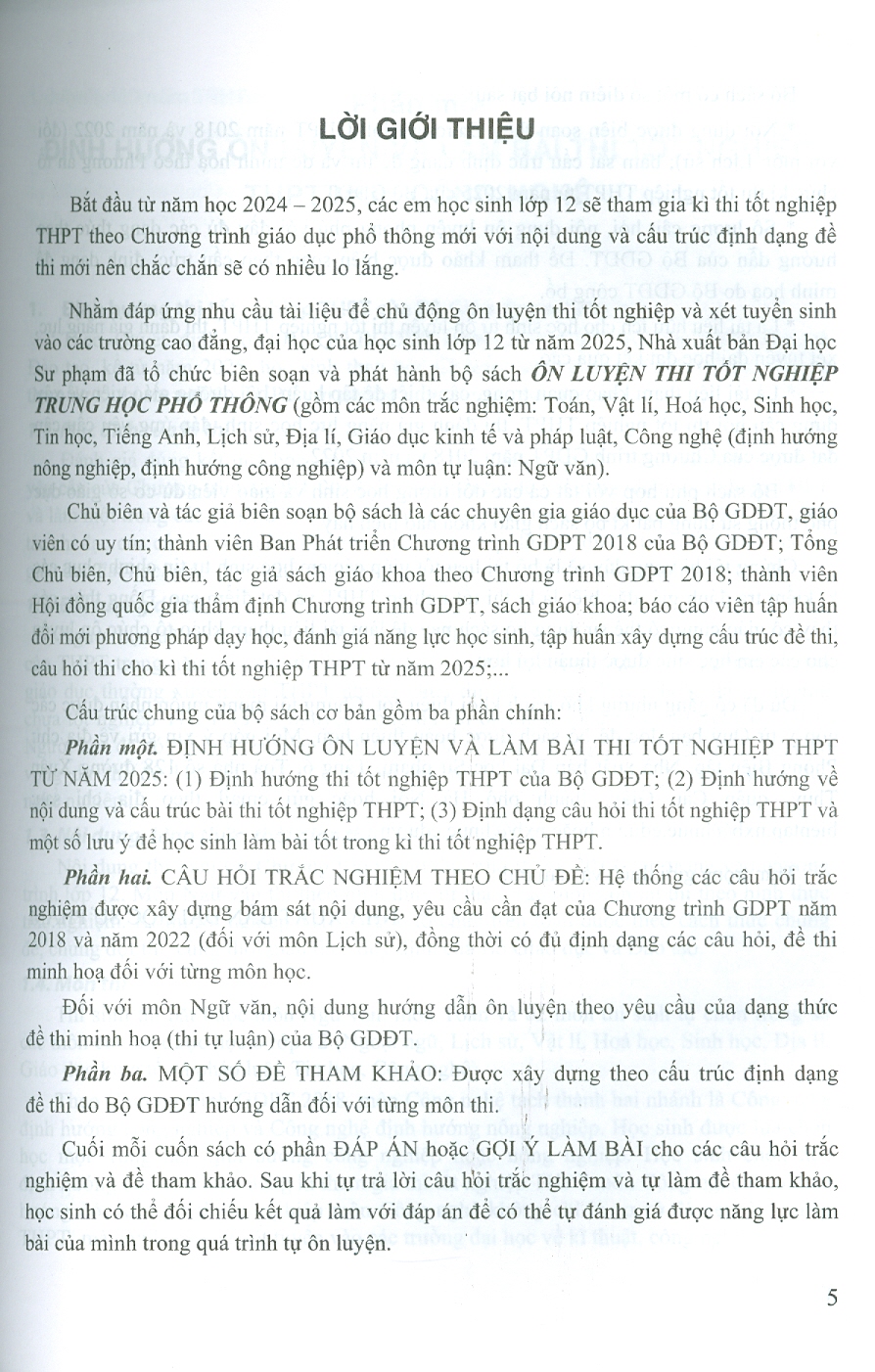 Ôn Luyện Trắc Nghiệm Thi Tốt Nghiệp Trung Học Phổ Thông (năm 2025) Môn Công Nghệ (Định Hướng Công Nghiệp)