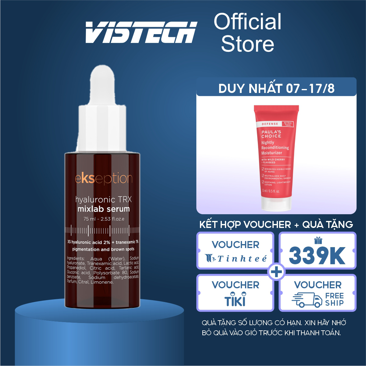 Serum làm sáng và đều màu da Ekseption Hyaluronic TRX 75ml