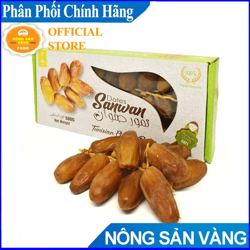 Chà Là Khô Nguyên Cành Sanwan Tunisia 500g, dẻo ngon không đường, Chà Là Nguyên Cành Nhập Tunisia