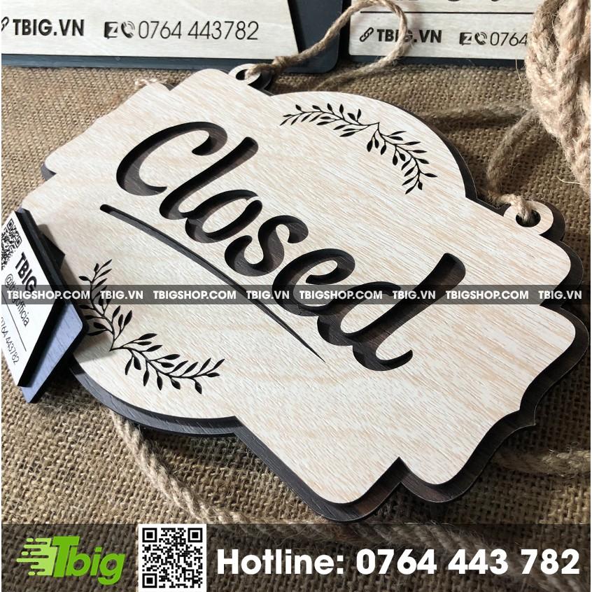 Bảng Open / Closed 2 lớp bằng gỗ 2 mặt dạng treo - Mẫu OC01