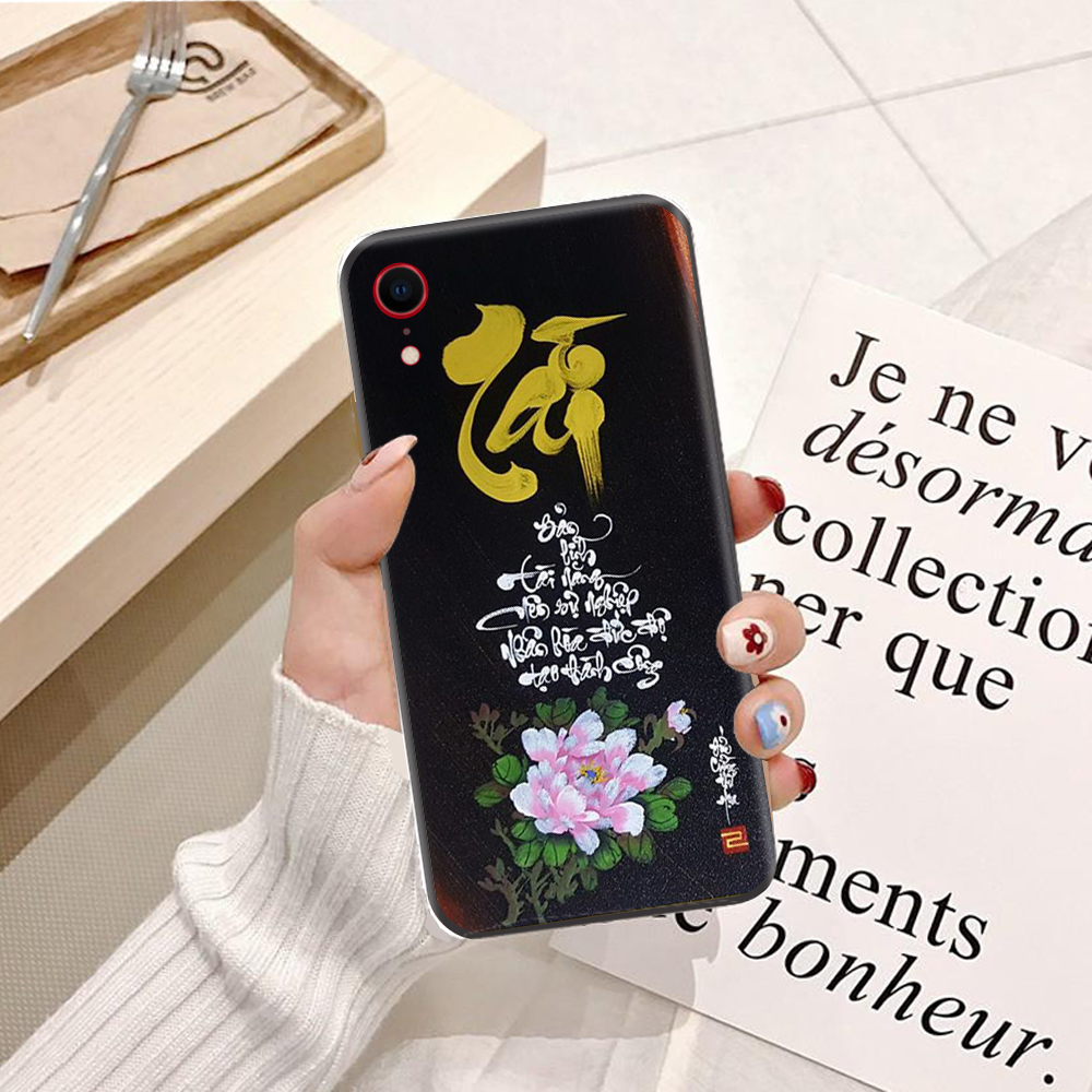 Ốp lưng điện thoại iPhone XR viền silicon dẻo TPU  hình Thư Pháp - Hàng chính hãng