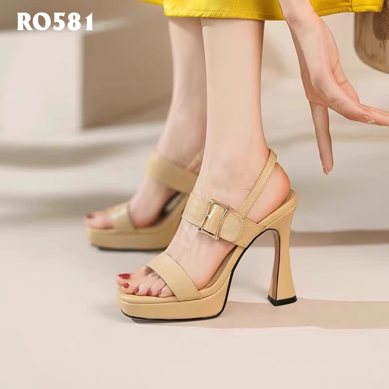 Giày sandal nữ cao gót 9 phân hàng hiệu rosata đẹp hai màu đen vàng ro581