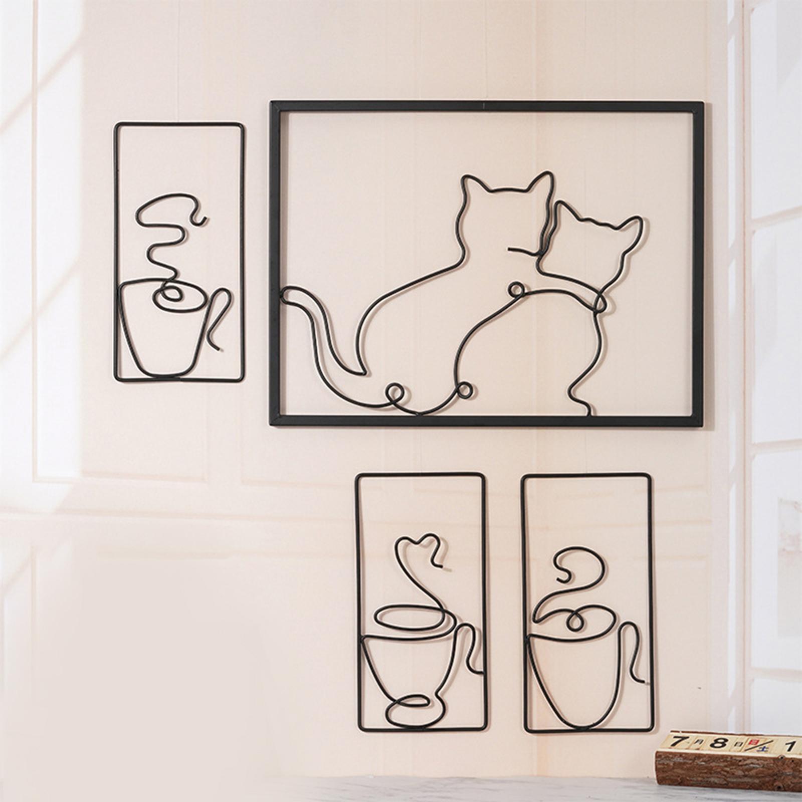 Metal Wall Art Decors Wall Sculptures Painting Line Drawing Wall Hanging Silhouette for Living Room Outdoor Office Bathroom Decoration