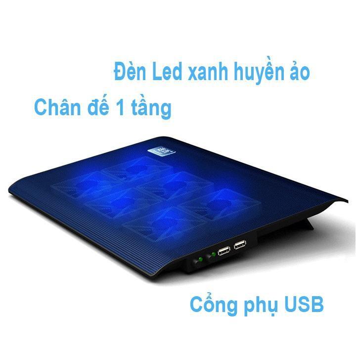 Đế tản nhiệt Laptop L112 - 6 quạt cực mạnh, chạy cực êm, đèn xanh dịu mắt.