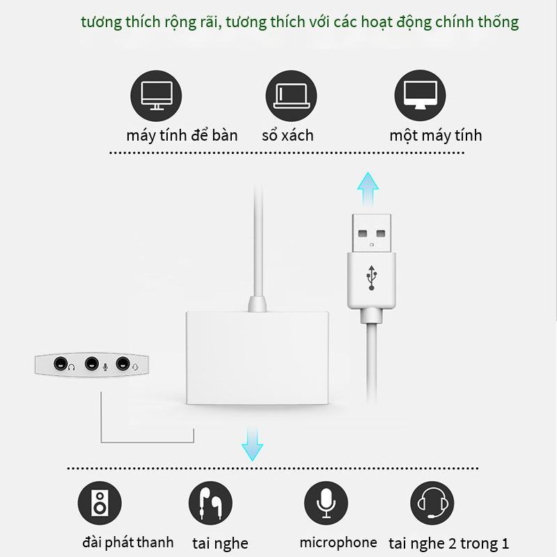 Thẻ âm thanh trực tiếp USB đặc biệt Thẻ âm thanh ngoài USB Thẻ âm thanh có dây bên ngoài ba lỗ không ổ đĩa Thẻ âm thanh ba trong một Thẻ âm thanh USB