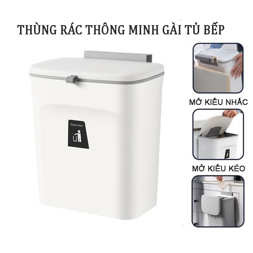 Thùng rác cài cánh tủ bếp có nắp đậy - Thùng rác treo gắn tủ bếp