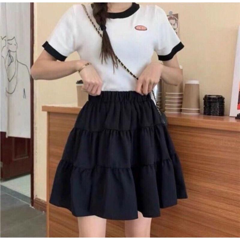 Chân váy voan 3 tầng lưng thun co giãn