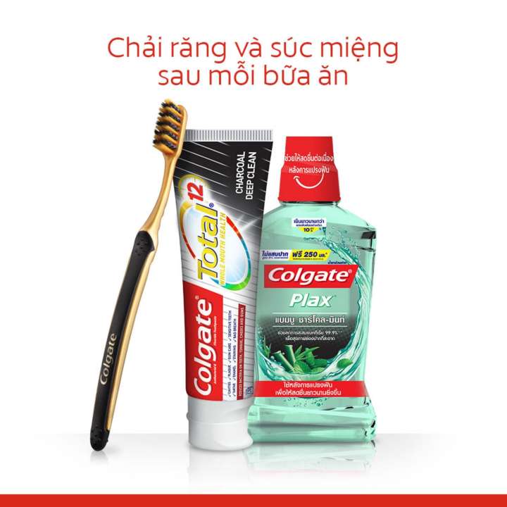 Bộ 4 bàn chải đánh răng Colgate than hoạt tính kháng vi khuẩn Slimsoft Gold Charcoal mềm mảnh (Màu ngẫu nhiên)