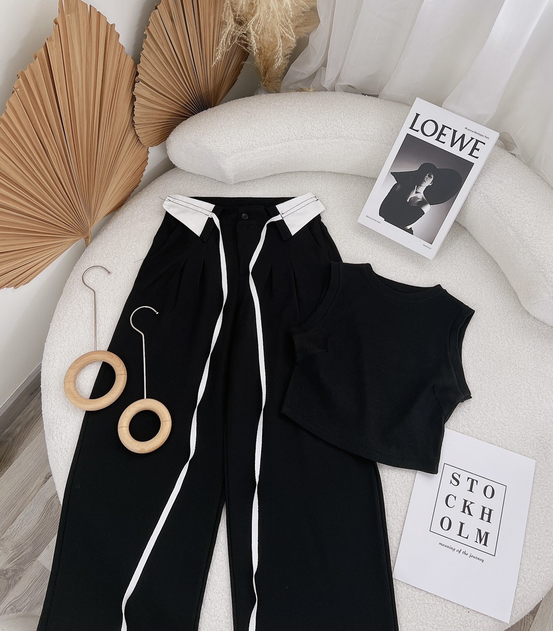 SET ÁO CROPTOP + QUẦN ỐNG RỘNG